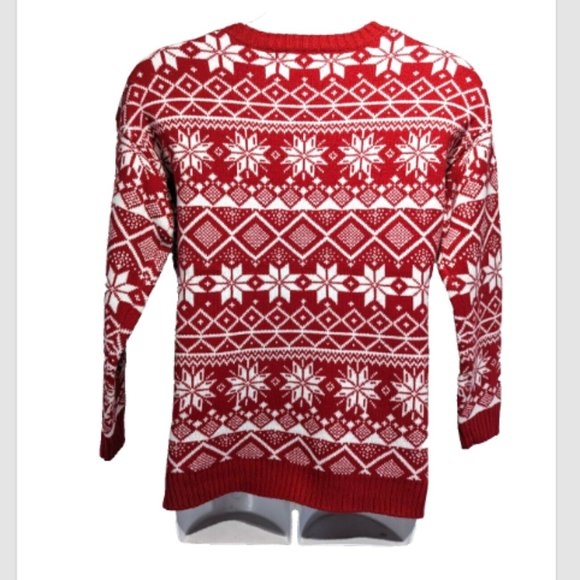 NWOT Blizzard Bay Women's Ugly Christmas Silver Unicorn Sweater Large Red - Picture 2 of 2